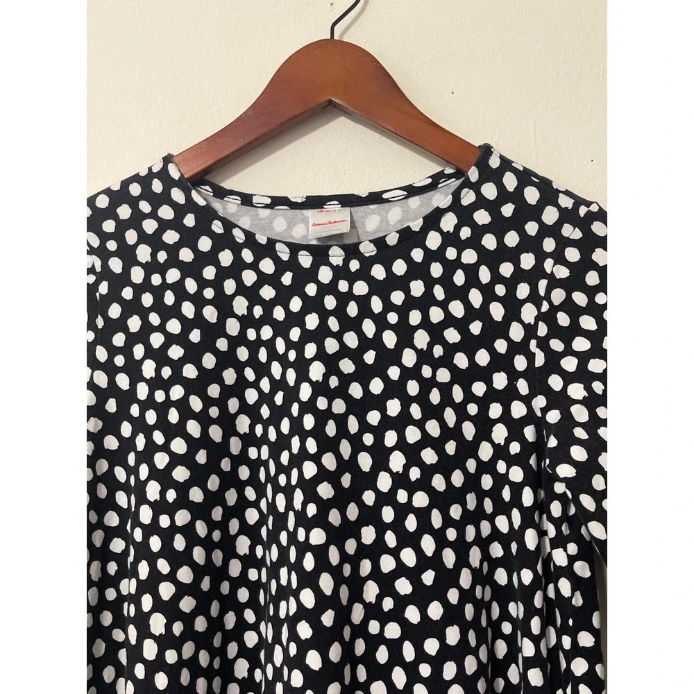 Hanna‎ Andersson Polka Dot Long Sleeve Dress Size 12 Black White Casual Retro